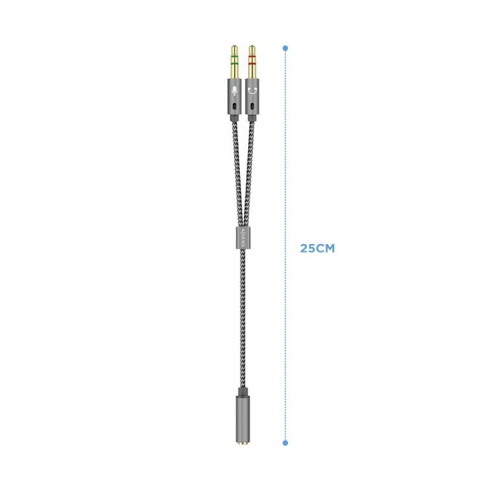 Aisens Cable Adaptador Audio Jack 3.5 Hembra a 2x Jack 3.5 Macho, Gris, 25cm Aisens Cable Adaptador Audio Jack 3.5 Hembra a 2x Jack 3.5 Macho, Gris, 25cm